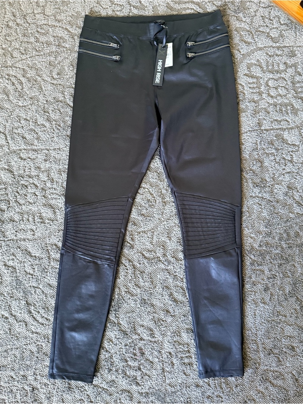 Express Black Moto-Detail Leggings with Zipper Accents